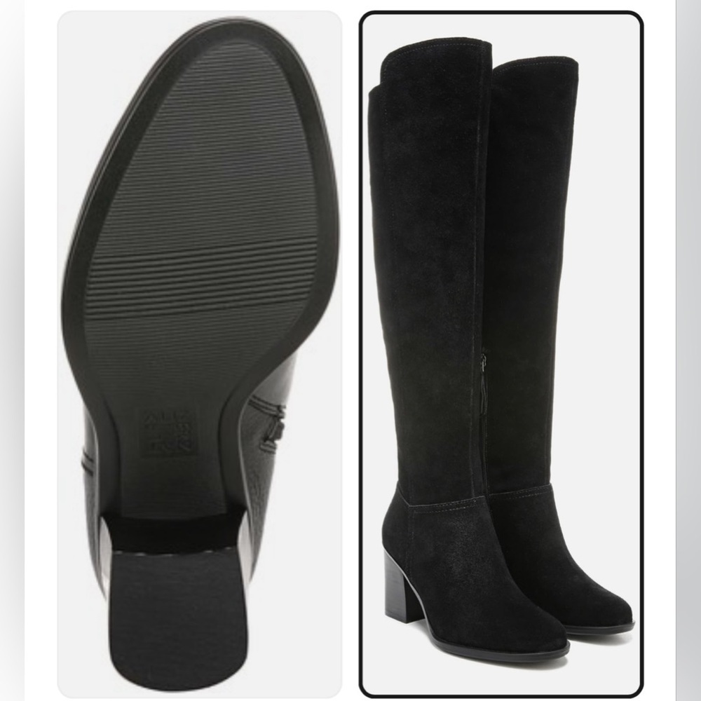 NATURALIZER KYRIE BLACK SUEDE OVER THE KNEE BOOTS SIZE 7 WIDE HEEL 3.75”
